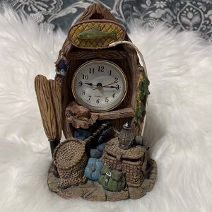 Secret Treasures Rustic Canoe Clock with Brown and Blue Details